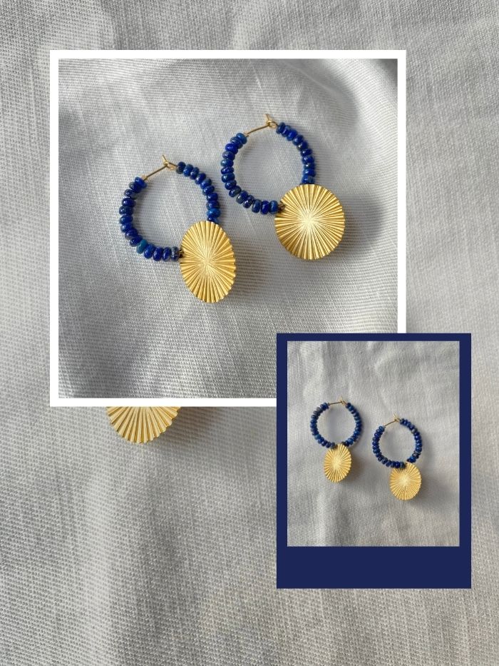 Boucles créoles bleues - LOUISE - Lapis Lazuli