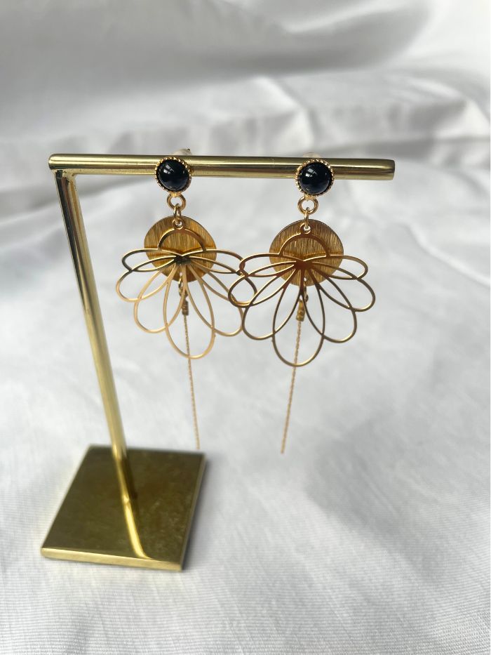 Boucles d'oreilles Agathe Noire - MARGUERITE