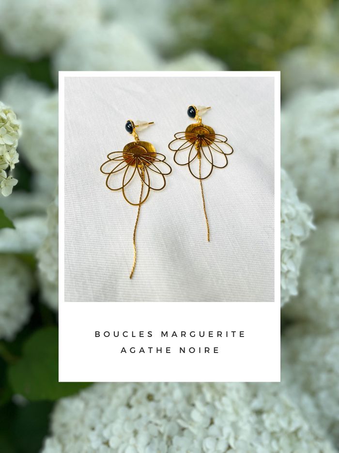 Boucles d'oreilles Agathe Noire - MARGUERITE