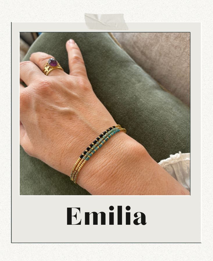 Bracelet trois rangs EMILIA - Noir Vert Bleu