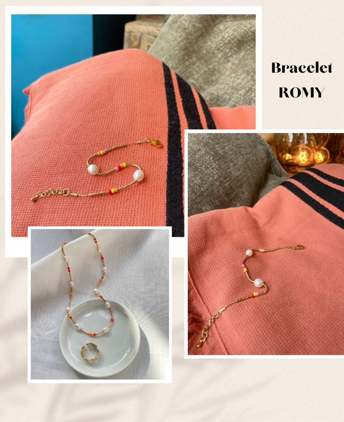 Bracelet perles d'eau douce et rocaille - ROMY