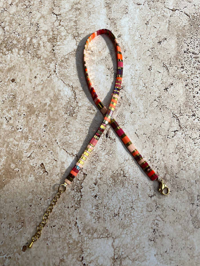 Bracelet 2 rangs en perles japonaises "DOUBLE VITAMINES" - Corail