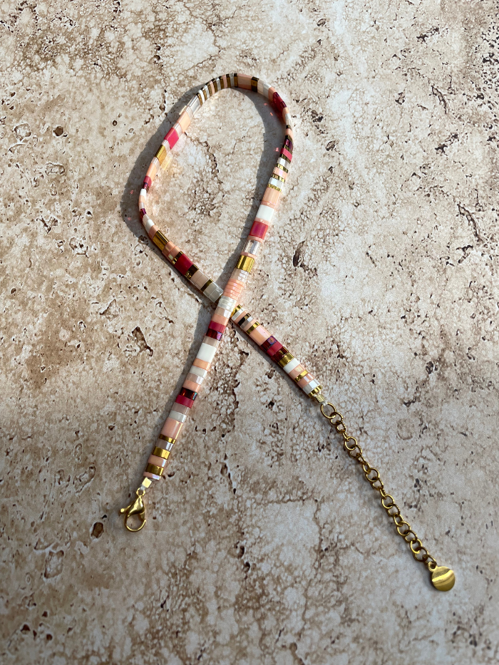 Bracelet 2 rangs en perles japonaises "DOUBLE VITAMINES" - Rose