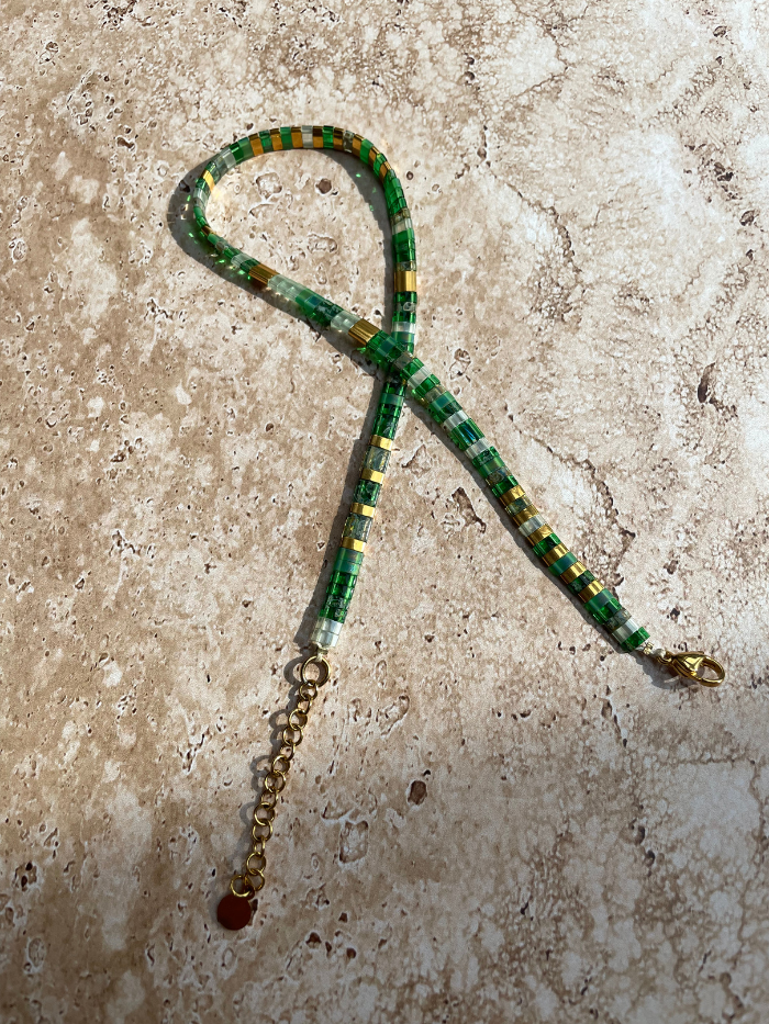 Bracelet 2 rangs en perles japonaises "DOUBLE VITAMINES" - Vert