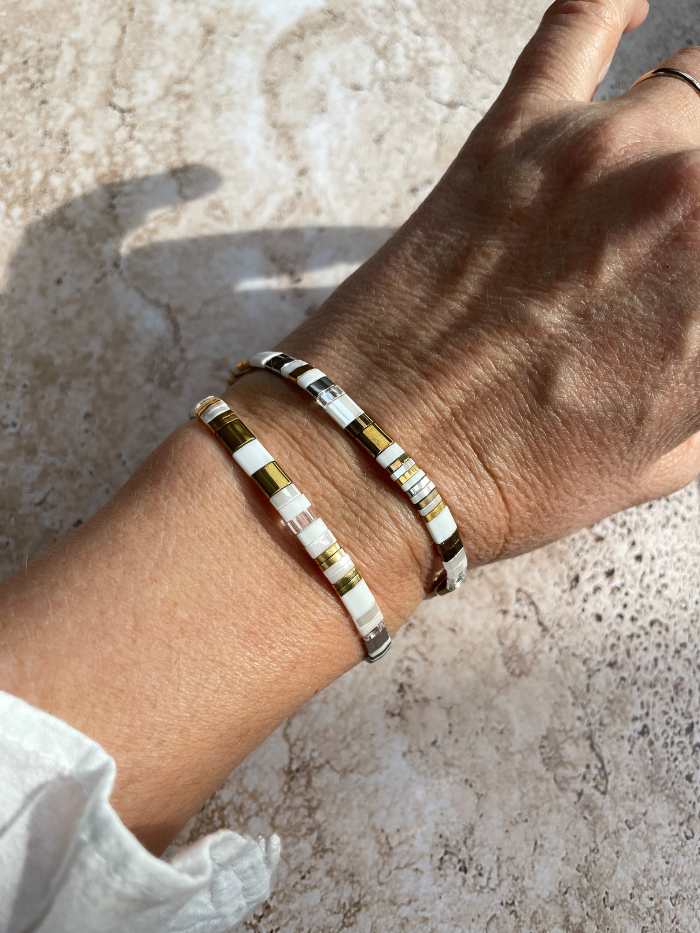 Bracelet 2 rangs en perles japonaises "DOUBLE VITAMINES" - Blanc
