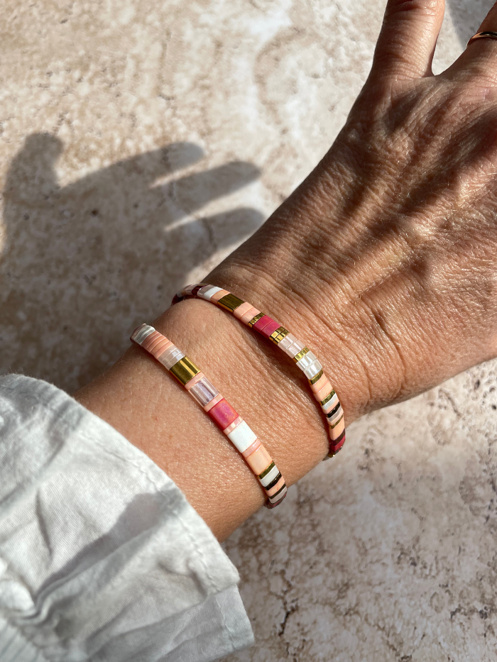 Bracelet 2 rangs en perles japonaises "DOUBLE VITAMINES" - Rose