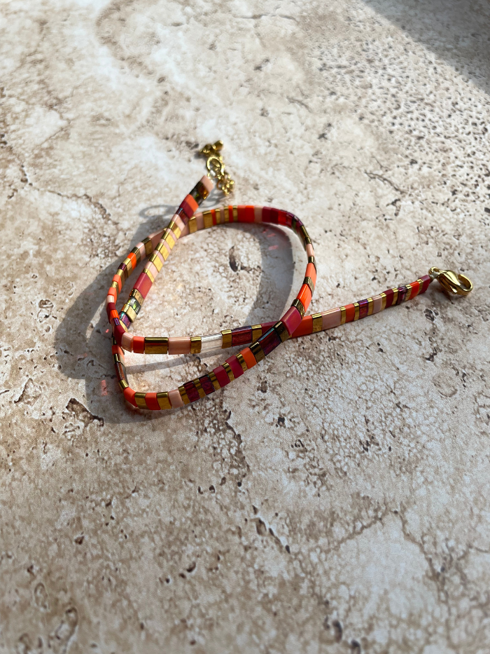 Bracelet 2 rangs en perles japonaises "DOUBLE VITAMINES" - Corail