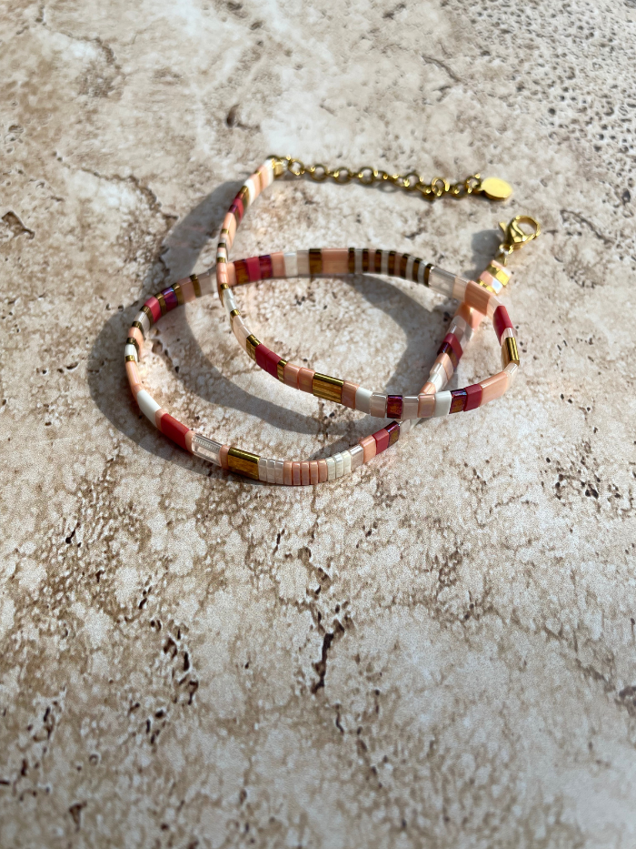 Bracelet 2 rangs en perles japonaises "DOUBLE VITAMINES" - Rose