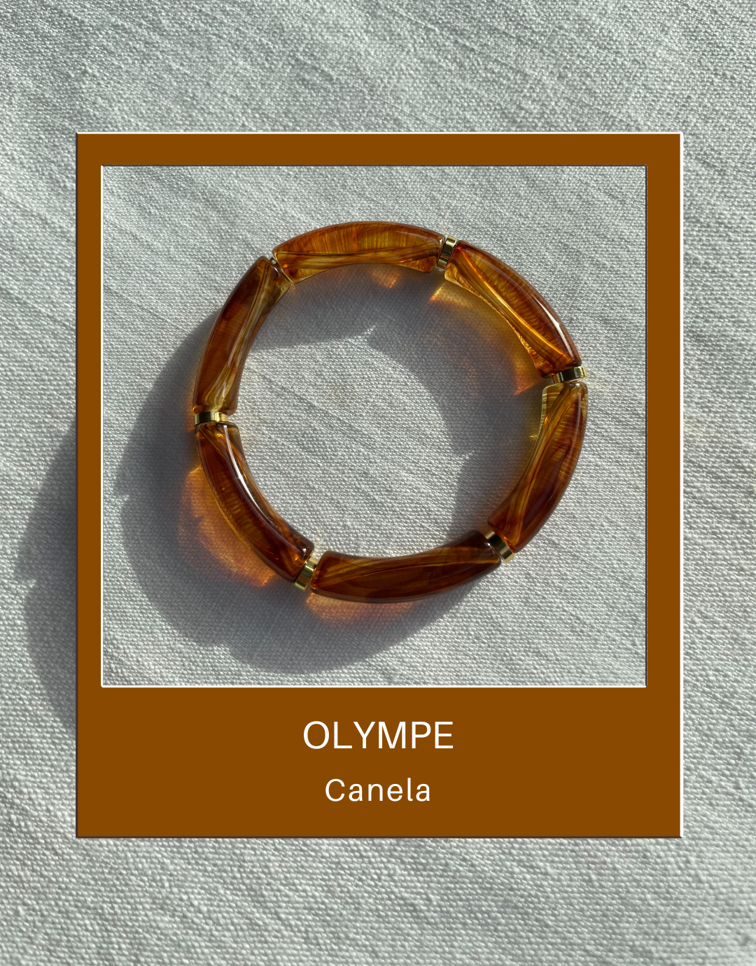 Bracelet tendance perles tubes camel - OLYMPE Canela