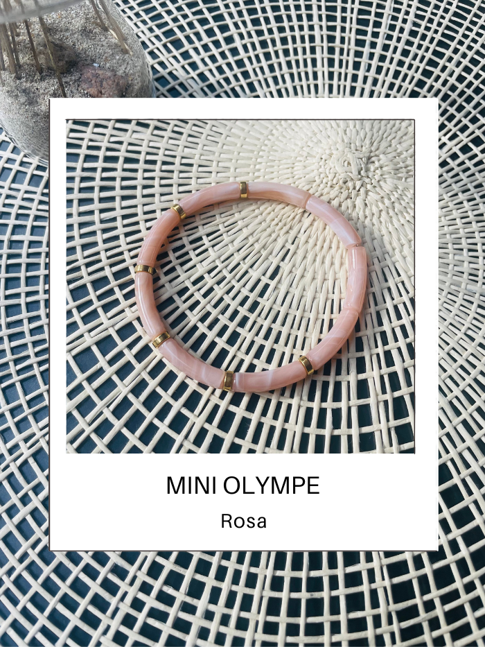 Bracelet tendance perles tubes rose pastel - MINI OLYMPE "Rosa"