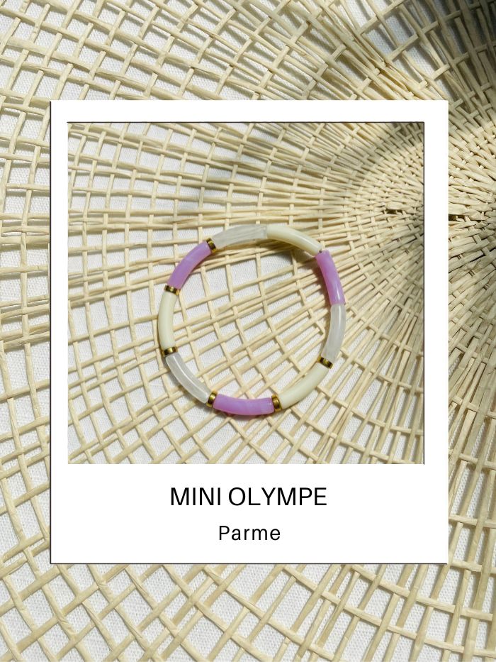 Bracelet tendance perles tubes violet parme - MINI OLYMPE Parme