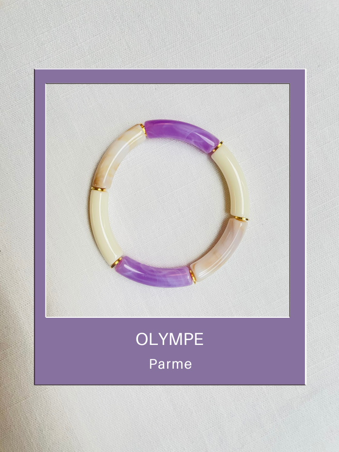 Bracelet tendance perles tubes parme violet - OLYMPE Parme