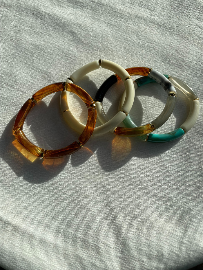 Bracelet tendance perles tubes ivoire - OLYMPE Marfin