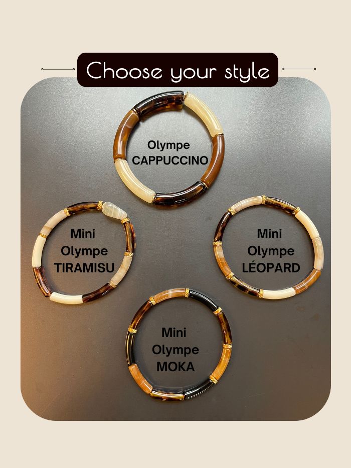 Bracelet tendance perles tubes - OLYMPE Cappuccino