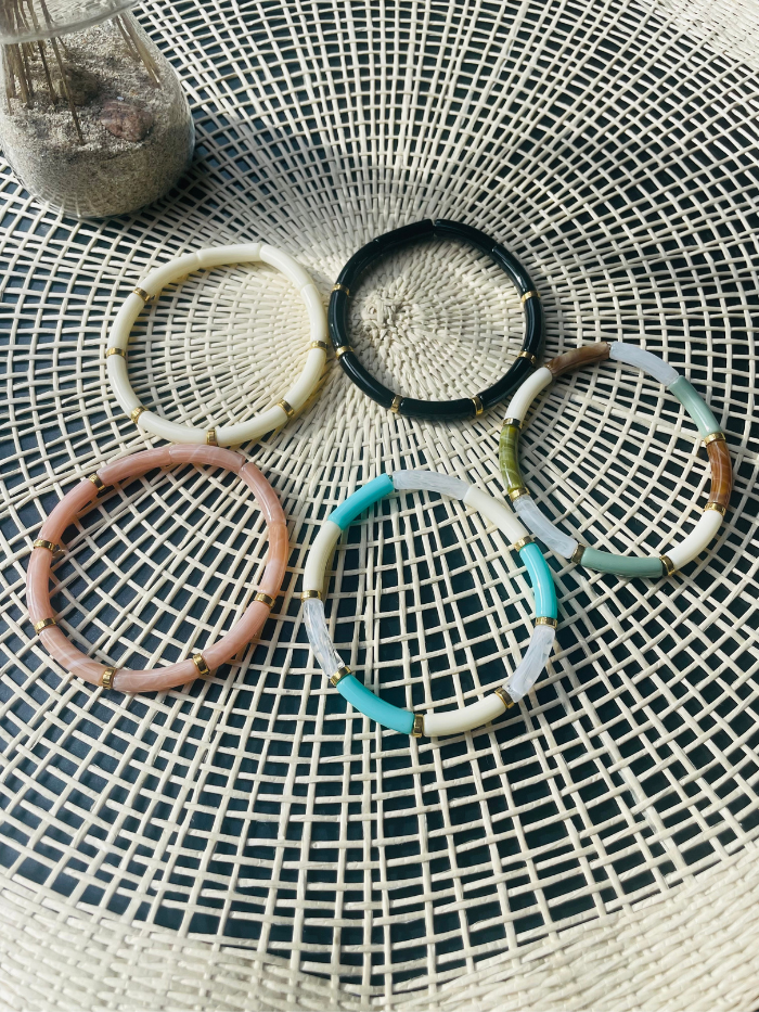 Bracelet tendance perles tubes ivoire - MINI OLYMPE Grenadine