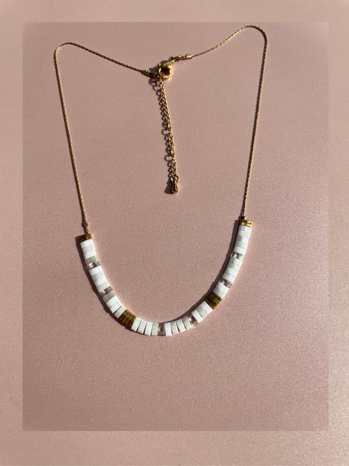 Collier perles japonaises VITAMINES - Blanc