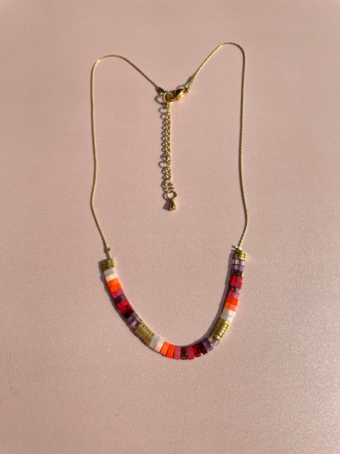 Collier perles japonaises VITAMINES - Rose corail