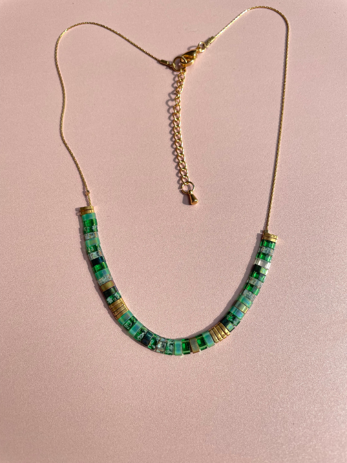 Collier perles japonaises VITAMINES - Vert