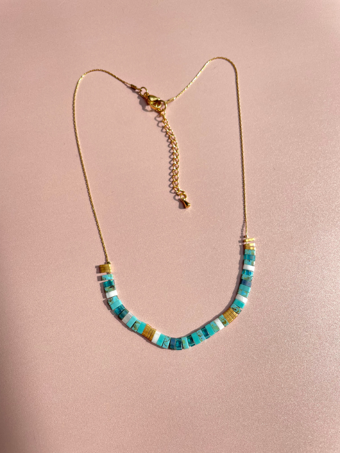 Collier perles japonaises VITAMINES - Turquoise