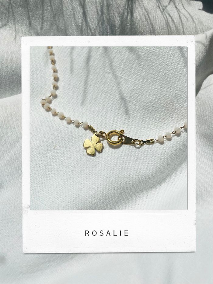 Collier chaine petites perles blanches - ROSALIE - blanc