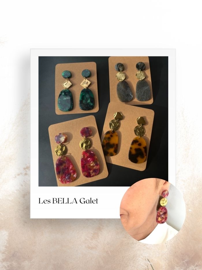 Conçues avec soin par Axelle, créatrice des bijoux Jolis Hasards, la collection des boucles d'oreilles BELLA sont des pièces uniques, assemblées à la main à Vincennes. Leur design hyper graphique s'harmonise parfaitement avec tous les styles. Une exclusivité que vous ne trouverez nulle part ailleurs. 