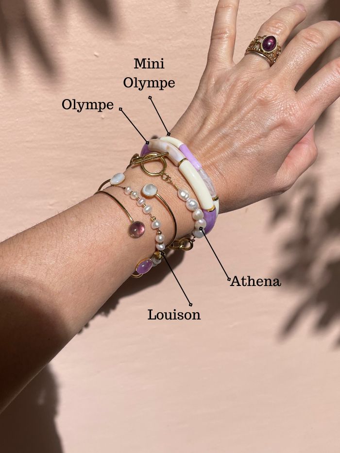 Bracelet chaine mailles XL dorée et perles d'eau douce blanc - ATHENA
