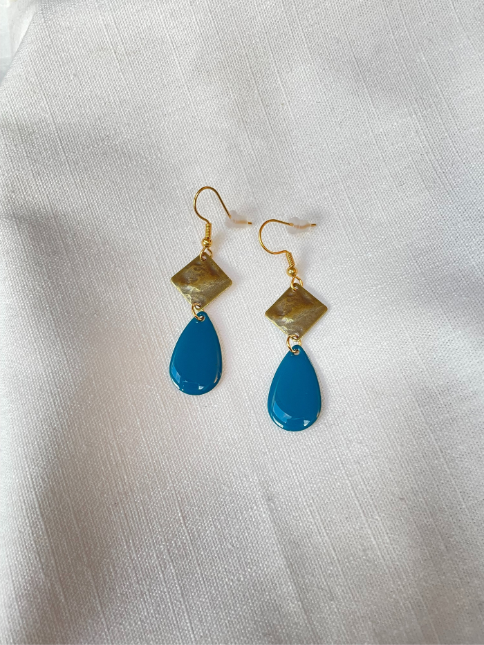 Boucles d'oreilles ZELIE - Bleu canard