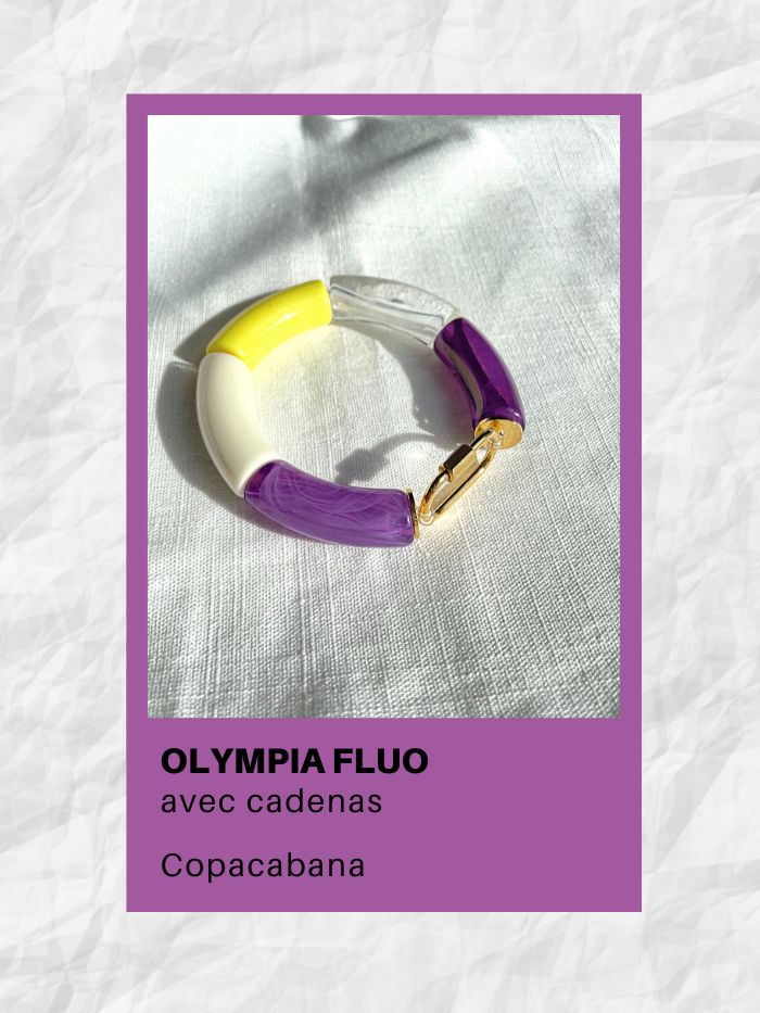 Bracelet perles tubes OLYMPIA FLUO avec cadenas - COPACABANA