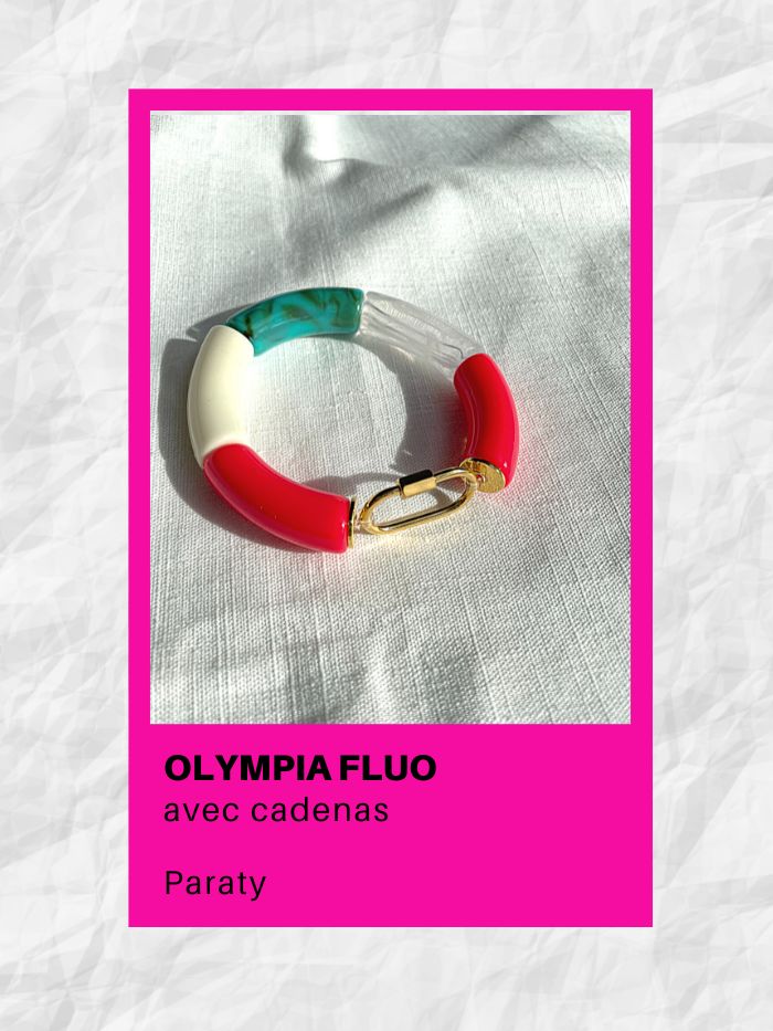 Bracelet perles tubes OLYMPIA FLUO avec cadenas - PARATY
