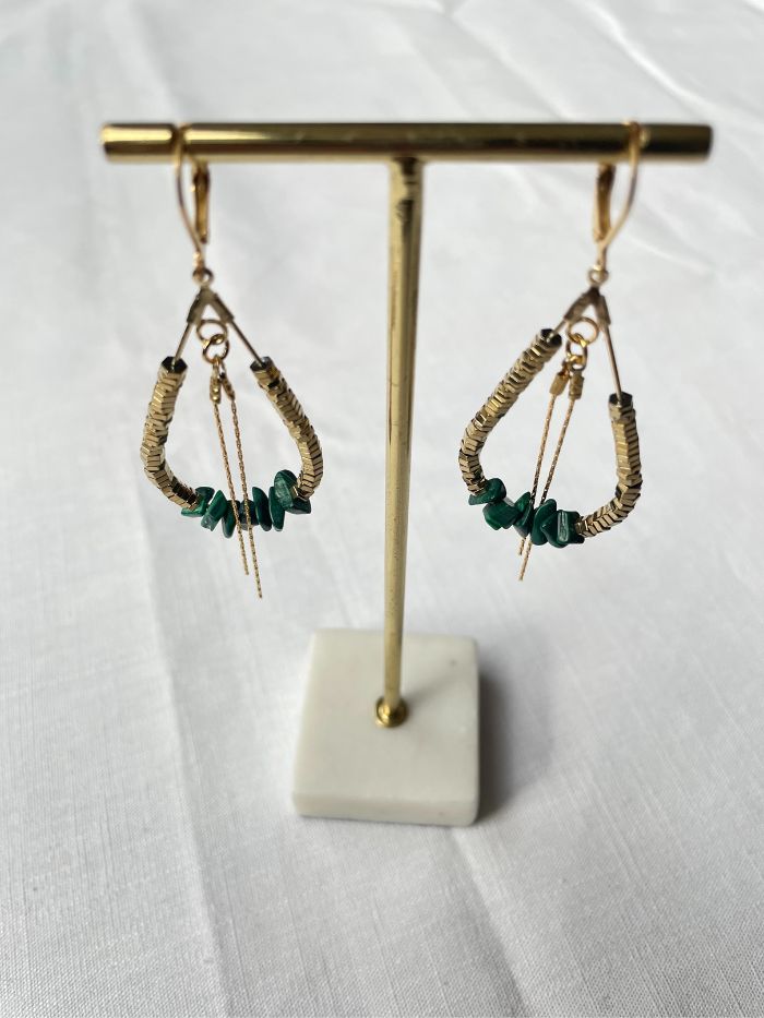 Boucles d'oreilles vertes EMMA en Malachite