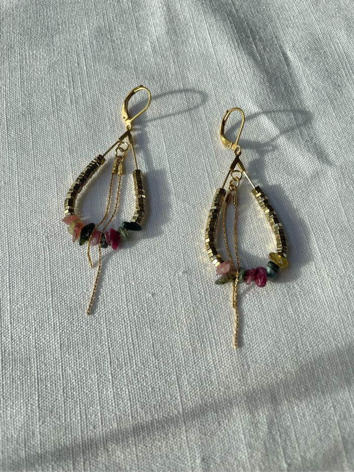 Boucles d'oreilles roses EMMA en Tourmaline