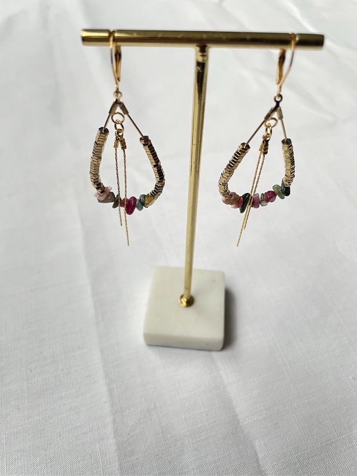 Boucles d'oreilles roses EMMA en Tourmaline