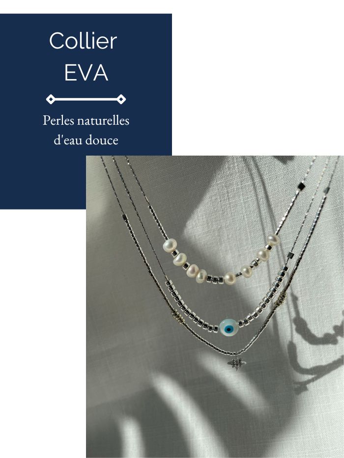 Collier argenté perles d'eau douce - EVA