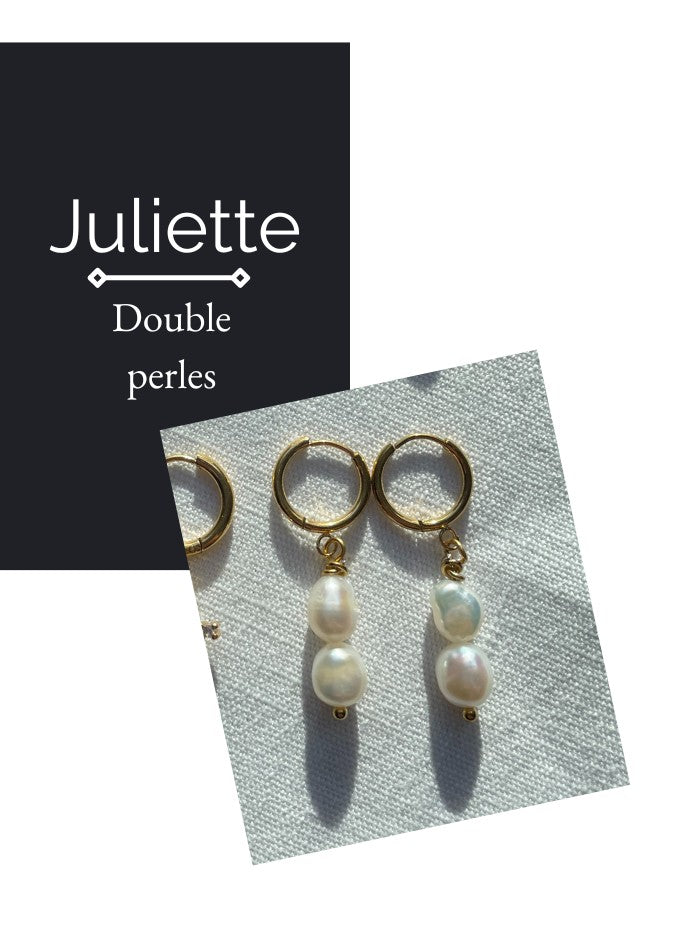 Mini créoles Juliette - DOUBLE PERLE D'EAU DOUCE